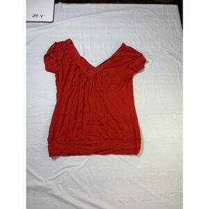 womens Twenty One red/orange short‎ sleeve v-neck blouse size Large